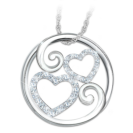 Forever Mother & Daughter Diamond Heart-Shaped Pendant Necklace