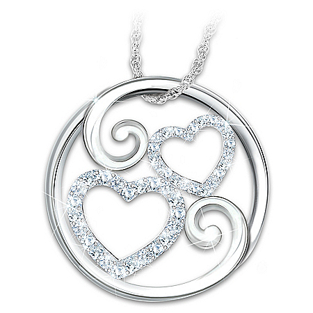 Forever Mother & Daughter Topaz Heart-Shaped Pendant Necklace