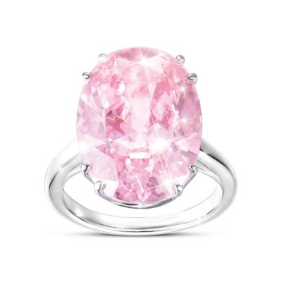 Diamonesk Majestic Pink Womens Sterling Silver Ring
