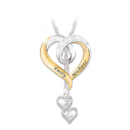 Forever In Love Womens Heart-Shaped Personalized Diamond Pendant Necklace