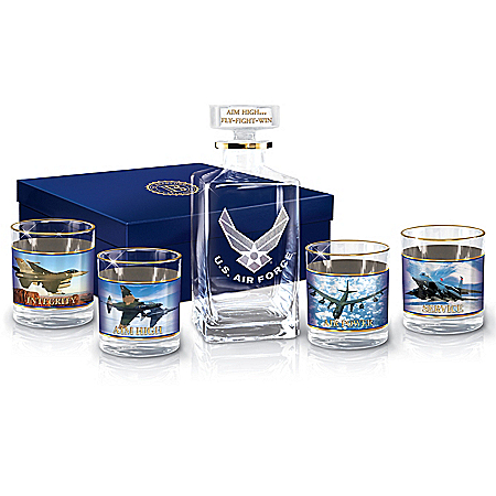 U.S. Air Force Aim High Glass Decanter Set