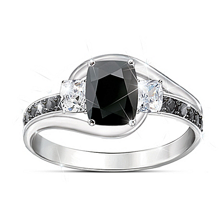 Black Velvet Womens Black Spinel Gemstone Ring