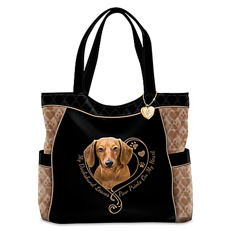 Creative Expressions Paw Prints On My Heart Dog Womens Quilted Tote Bag