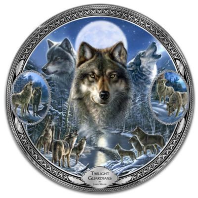 James A. Meger Twilight Guardians Wolf Heirloom Porcelain Collector Plate