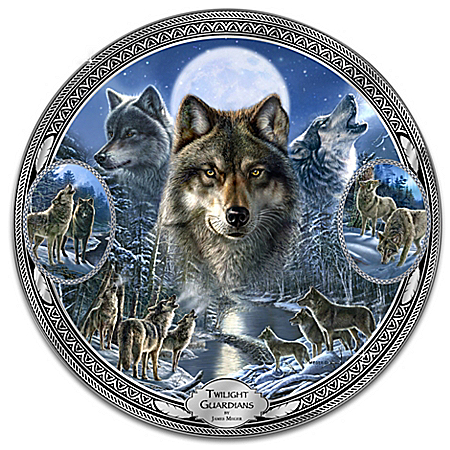 James A. Meger Twilight Guardians Wolf Heirloom Porcelain Collector Plate