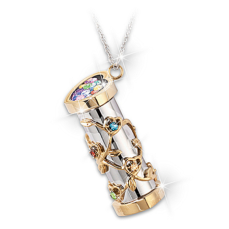 Granddaughter, You Color My World 24K Gold Ion-Plated Kaleidoscope Pendant Necklace