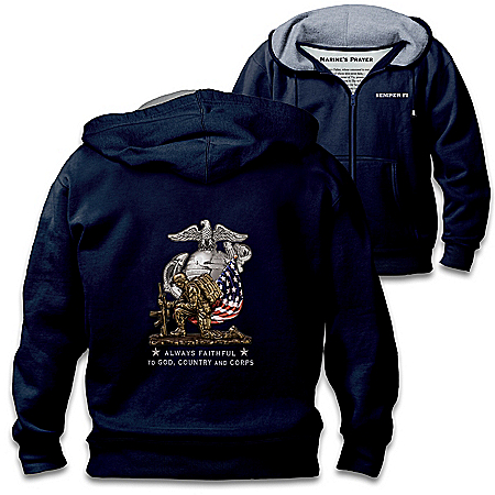 U.S. Marines Mens Zip Up Cotton-Blend Knit Hoodie