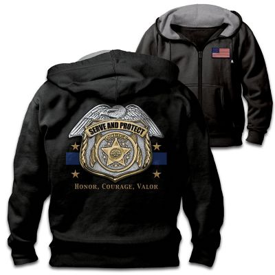 Serve And Protect Mens Police Easy-Care Cotton Blend Knit Hoodie