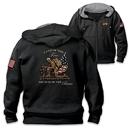 Land Of The Free Mens Cotton Blend Knit Patriotic Hoodie