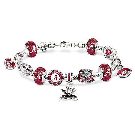 Go Alabama Crimson Tide 2017 Football National Champions Womens Charm Bracelet