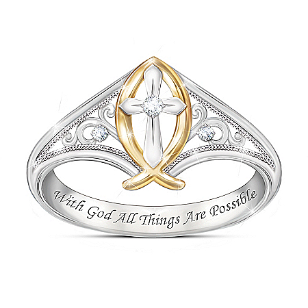 Enduring Faith Womens Religious Diamond Ring