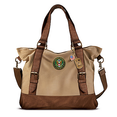 Armed Forces U.S. Army Womens Canvas Handbag With Patriotic Charms