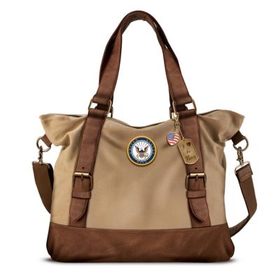 Armed Forces U.S. Navy Womens Canvas Handbag With Patriotic Charms