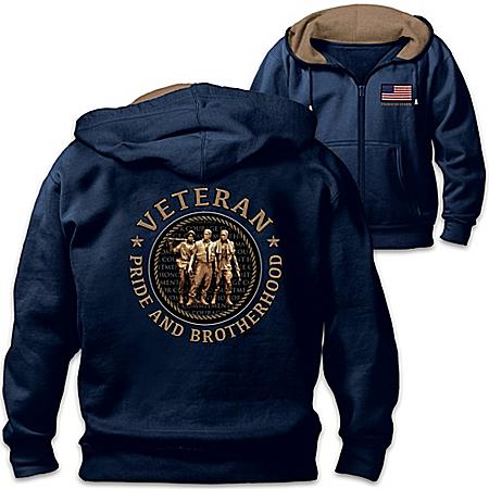 Brotherhood Of Veterans Mens Front Zip Hoodie