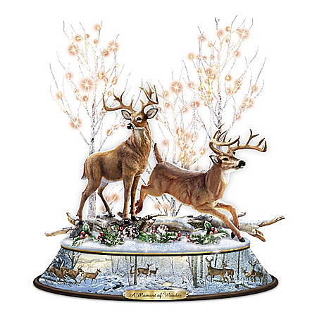 A Moment Of Wonder Illuminated Fully-Sculpted Deer Tabletop Centerpiece