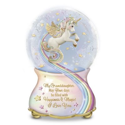 My Granddaughter, You Are Magical Heirloom Porcelain Unicorn Glitter Globe