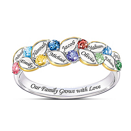 Our Family Of Joy Womens Personalized Birthstone Ring