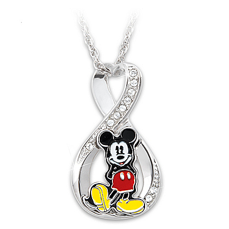 Disney Mickey Mouse Forever Womens Infinity Pendant Necklace