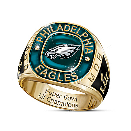Philadelphia Eagles Super Bowl LII Champions Mens Personalized Commemorative NFL Fan Ring