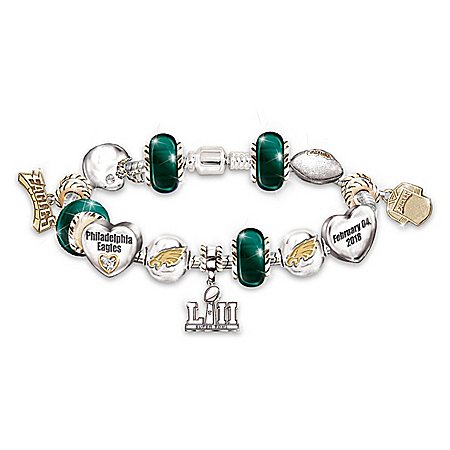 Go Philadelphia Eagles! #1 Fan Super Bowl Womens NFL Charm Bracelet