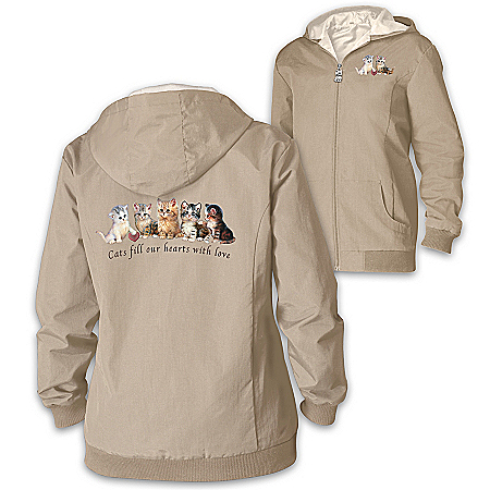 Jurgen Scholz Kitten Love Womens Cat-Themed Reversible Jacket