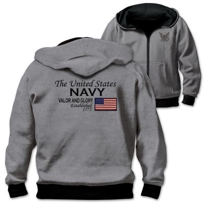 Reversible Military U.S. Navy Mens Front Zip Hoodie