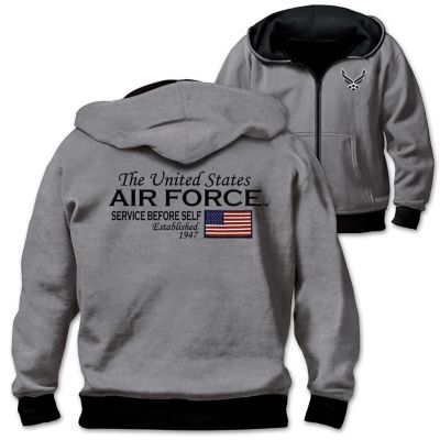 Reversible Military U.S. Air Force Mens Front Zip Hoodie