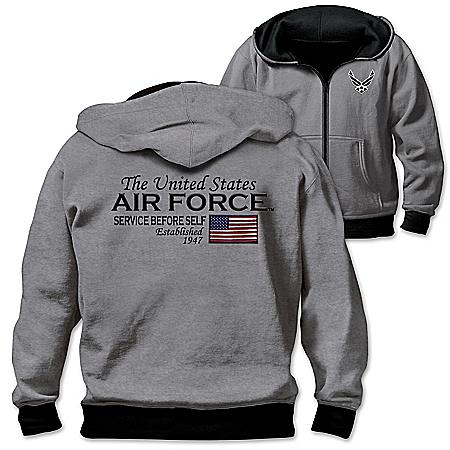 Reversible Military U.S. Air Force Mens Front Zip Hoodie