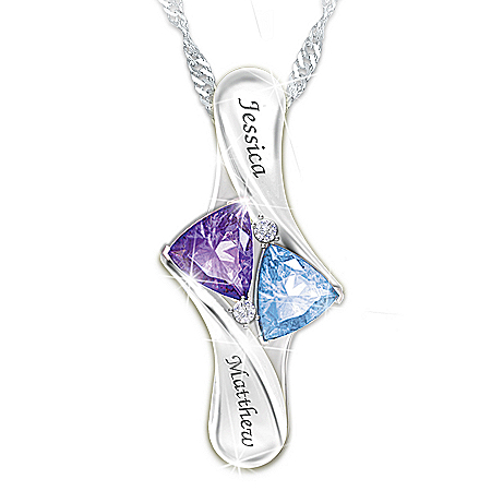 Love's Promise Womens Personalized Birthstone Sterling Silver Pendant Necklace