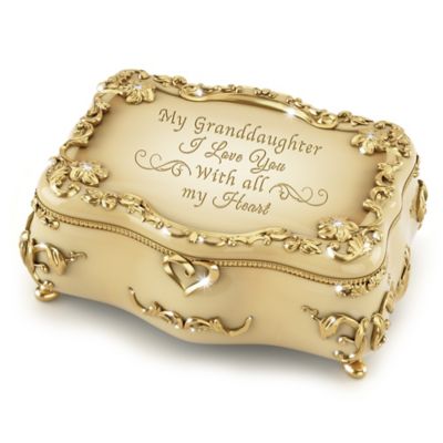 Granddaughter, I Love You 22K Gold-Plated Heirloom Porcelain Music Box
