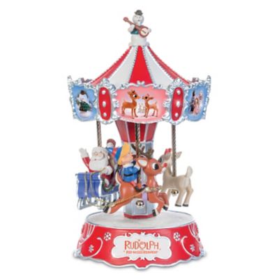 Rudolph The Red-Nosed Reindeer Hand-Painted Carousel Music Box