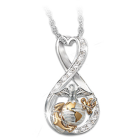 I Love My Marine Womens Infinity-Shaped Pendant Necklace
