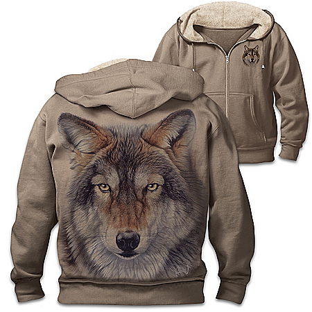 Al Agnew Wild Wolf Mens Cotton-Blend Knit Hoodie