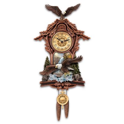 Moments Of Majesty Bald Eagle Handcrafted Cuckoo Clock