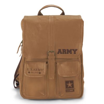 Armed Forces U.S. Army Genuine Leather Backpack With Embossed Emblem
