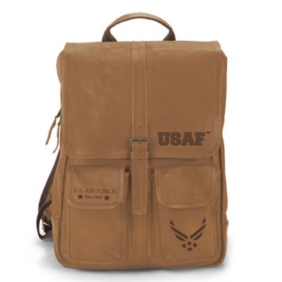 Armed Forces U.S. Air Force Genuine Leather Backpack With Embossed Emblem