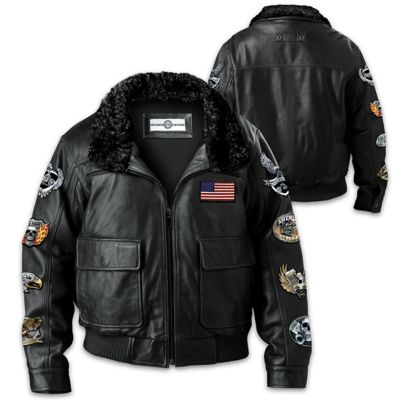 Ride Hard Live Free Mens Leather Bomber Jacket With 8 Patches