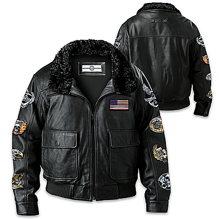Ride Hard Live Free Mens Leather Bomber Jacket With 8 Patches