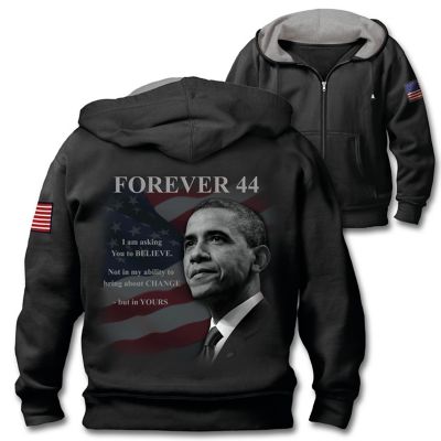 President Barack Obama Forever 44 Mens Front-Zip Hoodie