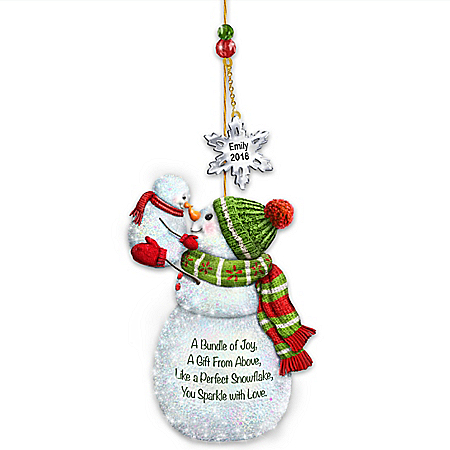 My Merry First Christmas Personalized Snowman Ornament
