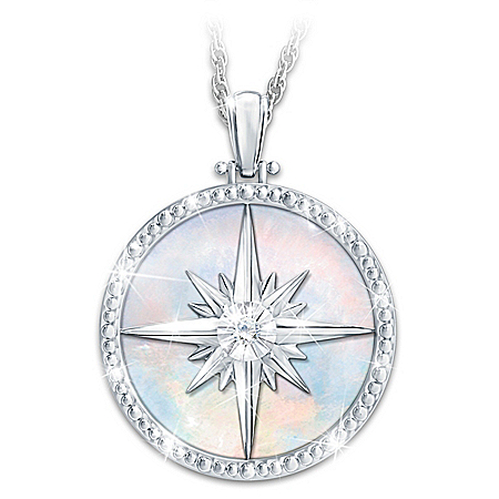 Always My Daughter Diamond Compass Rose Pendant Necklace