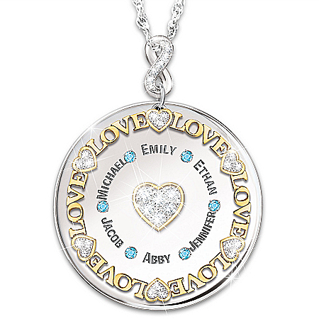 Heart Of Our Family Womens Personalized Birthstone Pendant Necklace