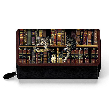 Classic Tails Womens Trifold Wallet Featuring Charles Wysocki Cat Art
