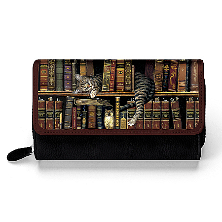 Classic Tails Womens Trifold Wallet Featuring Charles Wysocki Cat Art
