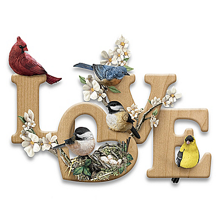 LOVE In Bloom Sculptural Songbird Wall Decor