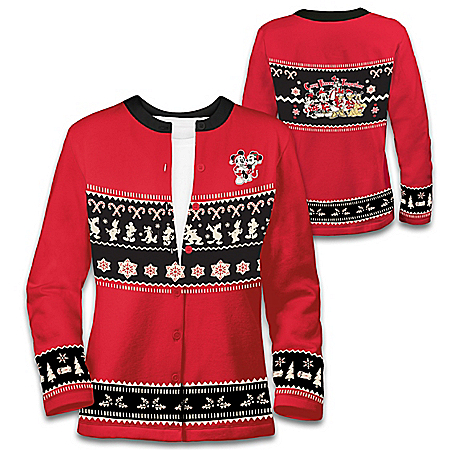 Disney Christmas Womens Soft Poly Knit Cardigan