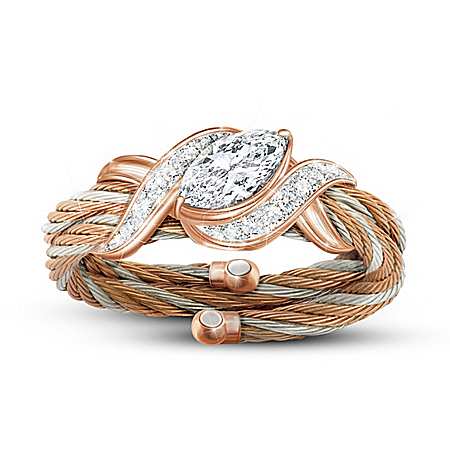 Healing Embrace Womens Adjustable White Topaz And Copper Ring