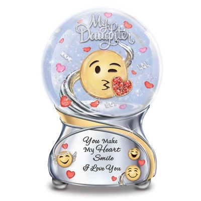 Daughter, You Make My Heart Smile Musical Emoji Glitter Globe