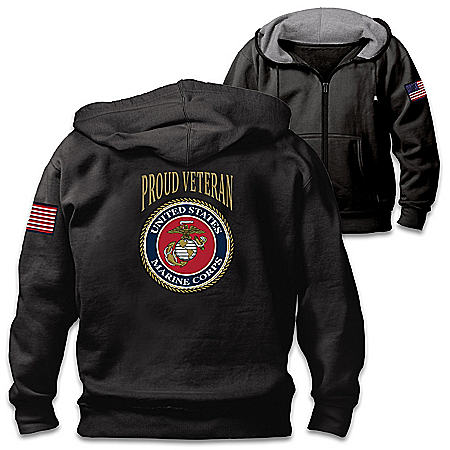 Veterans Pride Marine Corps Mens Cotton-Blend Knit Hoodie