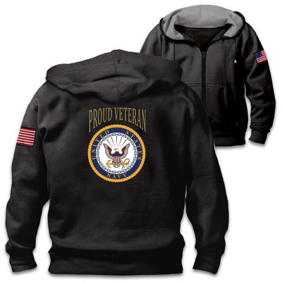 Veterans Pride Navy Mens Cotton-Blend Knit Hoodie